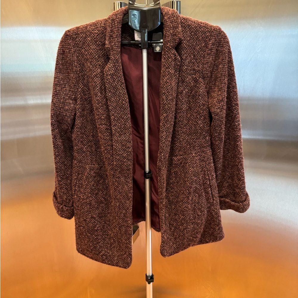 LC Lauren Conrad Maroon Textured Blazer